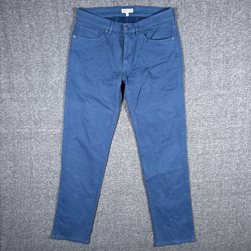 Peter Millar Signature Sateen Pants Mens 33x32 Blue Classic Fit Stretch Chino